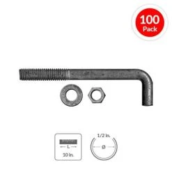 Outlet ⭐ DuraDrive 1/2 In. X 10 In. L-Anchor Bolts With Nuts And Washers (100-Box) ????