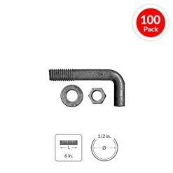 Best Pirce ✨ DuraDrive 1/2 In. X 6 In. L-Anchor Bolts With Nuts And Washers (100-Box) 🤩