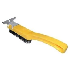 Hot Sale ???? Bennett PLSWIRE444 4 In. Yellow Plastic Handle Wire Brush With Flat Scraper Tip ❤️