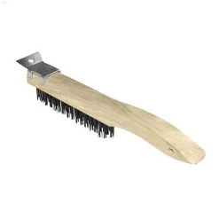 Hot Sale ???? Bennett 333-WIRE Wooden Handle 3-Row Wire Brush With Flat Scraper Tip ????