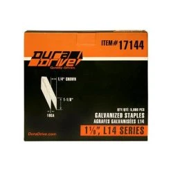 Best Sale ???? DuraDrive 1-1/8 In. X 1/4 In. Crown 18-Gauge L14 Series Yellow Varnish Galvanized Staples (5,000-Pack) ????