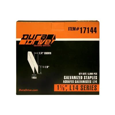 Best Sale ???? DuraDrive 1-1/8 In. X 1/4 In. Crown 18-Gauge L14 Series Yellow Varnish Galvanized Staples (5,000-Pack) ???? 3 Best Sale ???? DuraDrive 1-1/8 In. X 1/4 In. Crown 18-Gauge L14 Series Yellow Varnish Galvanized Staples (5,000-Pack) ????