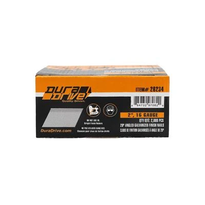 Hot Sale ❤️ DuraDrive 2 In. 16-Gauge 20-Degree Angled Galvanized Finish Nails (2,000-Pack) ⌛ 3 Hot Sale ❤️ DuraDrive 2 In. 16-Gauge 20-Degree Angled Galvanized Finish Nails (2,000-Pack) ⌛