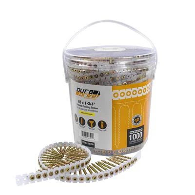 Outlet ❤️ DuraDrive #8 X 1-3/4 In. Yellow Zinc ???? Coated Flat Head Square Drive Coarse Thread Collated Flooring Screws (1,000-Pail) ???? 4 Outlet ❤️ DuraDrive #8 X 1-3/4 In. Yellow Zinc ???? Coated Flat Head Square Drive Coarse Thread Collated Flooring Screws (1,000-Pail) ???? - Image 2