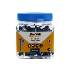 Hot Sale ❤️ DuraDrive 1/4 In. X 2-1/4 In. Blue Ruspert ???? Coated Hex Washer Head Slot Drive Concrete Screw (100-Pack) ????