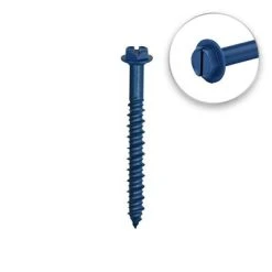Alternative view of Promo ???? DuraDrive 1/4 In. X 4 In. Blue Ruspert ???? Coated Hex Washer Head Slot Drive Concrete Screw (50-Pack) ????