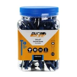 Top 10 ???? DuraDrive 1/4 In. X 5 In. Blue Ruspert ???? Coated Hex Washer Head Slot Drive Concrete Screw (50-Pack) ????