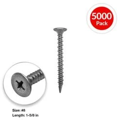 Promo ???? DuraDrive #8 X 1-5/8 In. Grey ???? Coated Flat Head Phillips Drive Type 2 Spoon Point Cement Board Screws (5,000-Box) ????