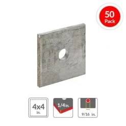 Best deal 😀 DuraDrive 1/4 In. X 4 In. X 4 In. Square Plate Washer With 9/16 In. Bolt Diameter (50-Box) ❤️