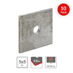 Budget ???? DuraDrive 3/8 In. X 5 In. X 5 In. Square Plate Washer With 13/16 In. Bolt Diameter (10-Box) ????
